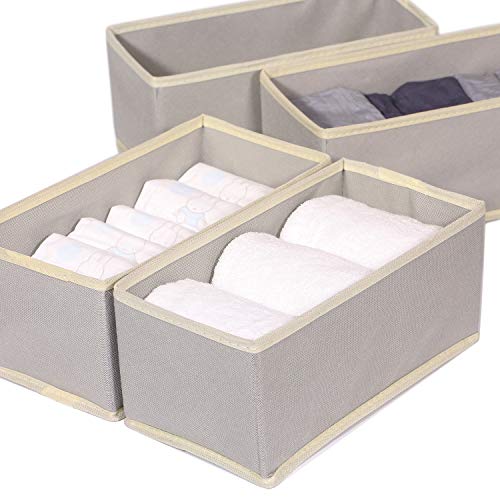 Foldable Cloth Storage Box Closet Dresser Drawer Organizer Fabric Baskets Bins Containers Divider for Clothes Underwear Bras Socks Lingerie Clothing,Set of 9 Grey 090 - view 6