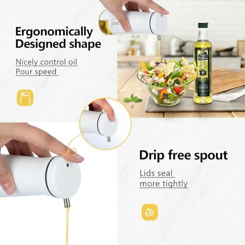 Oil And Vinegar Dispenser Set with Caddy - 2 Pack Oil Dispenser Bottles for Kitchen with No-Drip - Kitchen Decor and Accessories for Home Restaurants Weddings, Black & White - view 3