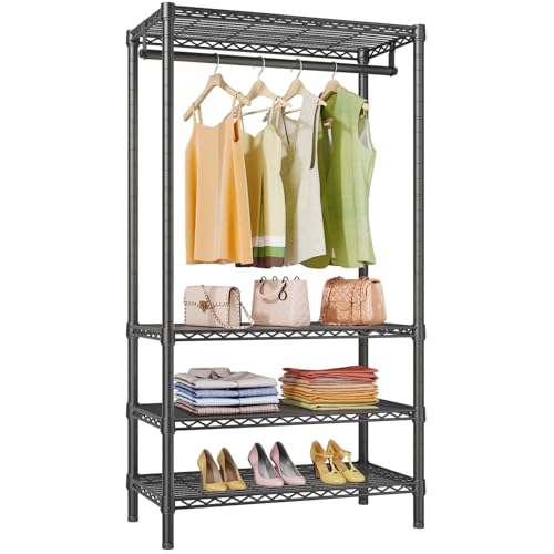 V1 Medium Portable Garment Racks for Bedroom/Apartments/Dorms, Black