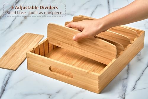 Large Bamboo Food Container Lid Organizer for Kitchen Cabinet - view 3