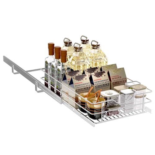 Pull Out Cabinet Organizer, (11½"W x 20" D), Soft Close Pull Out Cabient Drawer, Slide Out Cabient Organizer for pot and pan Kitchen Base Cabinet, Pantry Organization, Bathroom, Wire Basket