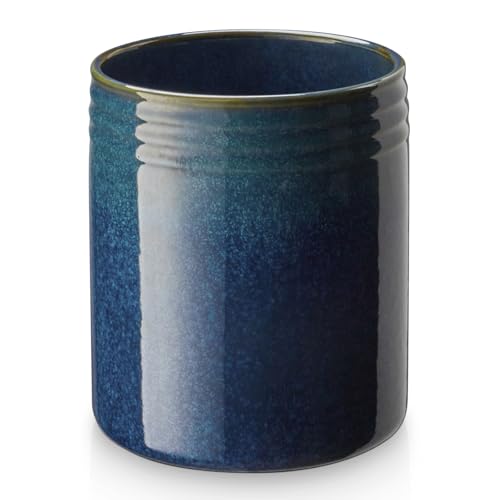 7.2" Kitchen Utensil Holder, Extra Large Farmhouse Utensil Holders for Countertop, Ceramic Utensil Crock, Anti Slip Cork Bottom