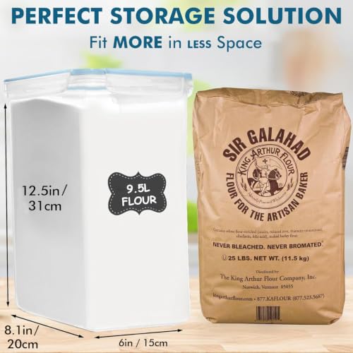 2 PC (9.5L | 321 Oz) Extra Large Bulk Food Storage Containers with Airtight Lids for Flour, Sugar, Rice, Cereal & Pasta - Leakproof, BPA-Free Plastic Canisters for Kitchen & Pantry Organization - view 3