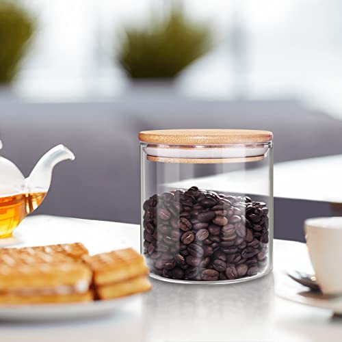 18 Oz/550 ML Glass Jar with Lid, Clear Thickened Version Glass Storage Containers with Sealed Bamboo Lid, For Coffee, Sugar, Spices, Tea, Beans, Candy, Cookie - view 4