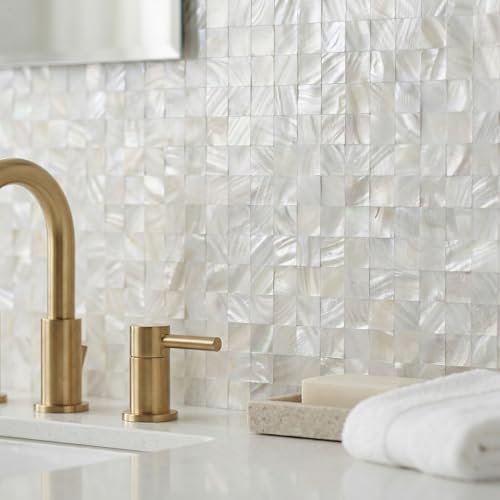 10 - Sheet Pearl Shells Tile Peel and Stick Backsplash, Self Adhesive Wall Tile for Kitchen, Bathroom, Bedroom (11.8"X11.8", White Nature) - view 3