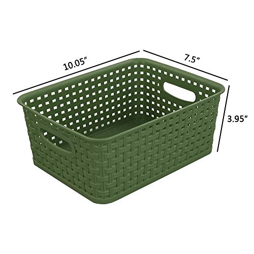 Plastic Weave Storage Baskets for Kitchen Bathroom, Green, 6 Packs - view 4