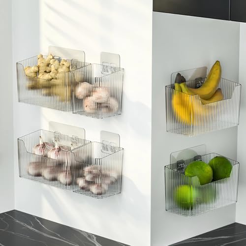 Acrylic Wall Mount Organizer, 4 Pack Clear Modular Storage System for Bathroom, Fridge, Pantry and Vanity — Transparent Half-Frosted Aesthetic Baskets for Visible Home Organization - view 4