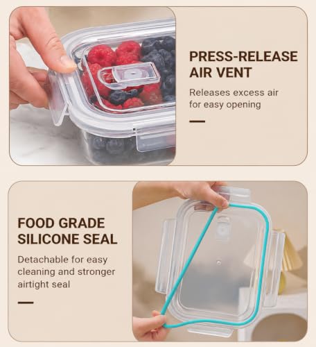 2 Pack 56oz Glass Berry Container for Fridge,with Removable Colander and Vent Valve,Fresh Fruit and Vegetable Storage Set - view 5