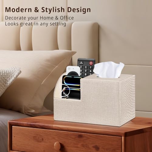 PU Leather Square Tissue Box Cover - Multi-Functional Tissue Box Holder - view 2