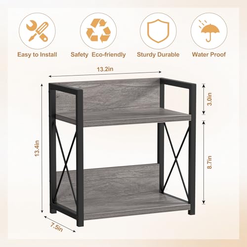 Countertop Shelf Organizer, 2 Tier Coffee Organizer for Desktop, Grey Counter Shelf Spice Rack for Kitchen (Grey, M) - view 7