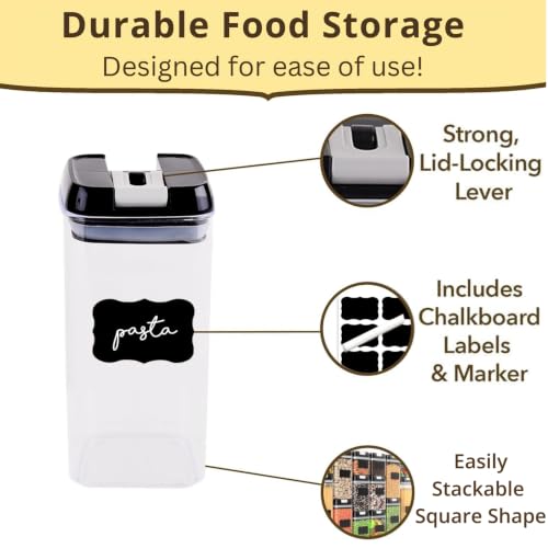 Airtight Food Storage Containers with Lids – 7 Piece Assorted Size Kitchen Pantry Organization Set, BPA-Free Clear Plastic, Stackable Containers for Cereal, Flour, Sugar, Rice, Snacks - view 6