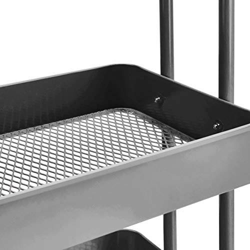 3-Tier Rolling Utility or Kitchen Cart, Lockable Wheels, Multifunctional Storage, Mobile Shelving Unit, Metal Storage Organizer, Charcoal - view 3