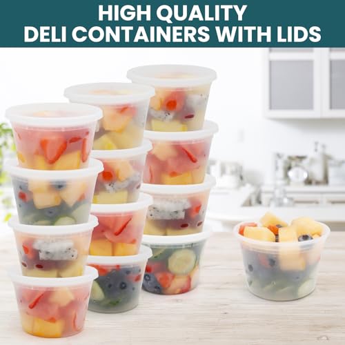 Deli Containers with Lids 16 oz - Disposable Soup Containers with Lids 48 Sets - Plastic Containers with Lid, Food Storage Containers with Lids, BPA Free/Microwave/Freezer/Dishwasher Safe - view 2