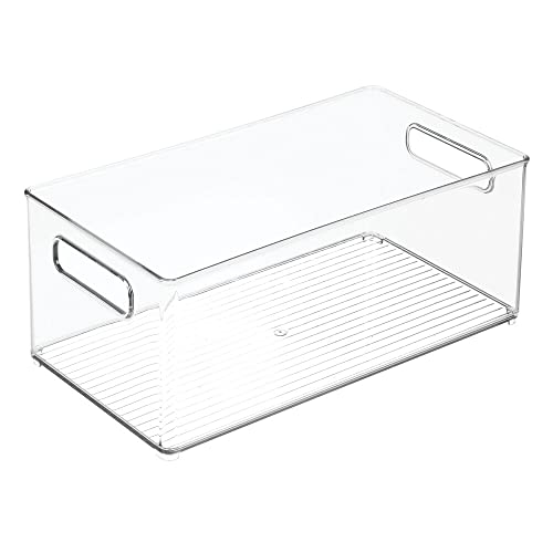 Deep Plastic Storage Organizer Container Bin, Game and Comic Organization for Cabinet, Cupboard, Playroom, Shelves, or Closet - Holds Video Games, Tablets, DVDs, Ligne Collection, Clear - view 7