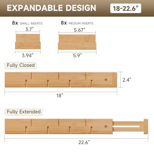 Bamboo Drawer Dividers, Expandable Kitchen Drawer Organizer - view 2