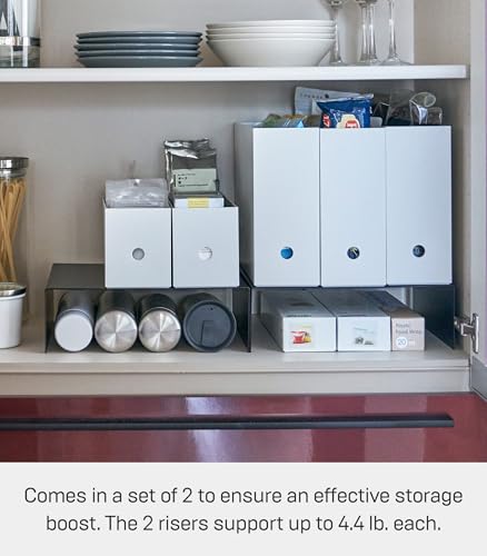 YAMAZAKI Home Tower Steel Under Cabinet Bottom Shelf Storage Organizer, Set of 2 Dish Riser for Under Sink Or Kitchen Pantry Or Counter - Steel - view 5