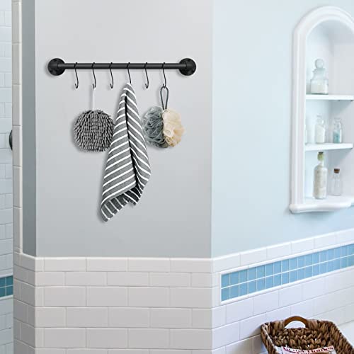 21 inch Pot Pan Bar Rack Wall Mounted Set of 2 with 16 Hooks Industrial Pipe Pot Hanger Rustic Iron Pan Hanging Rail Pipe Towel Holder Kitchen Utensil Organizer Black - view 5