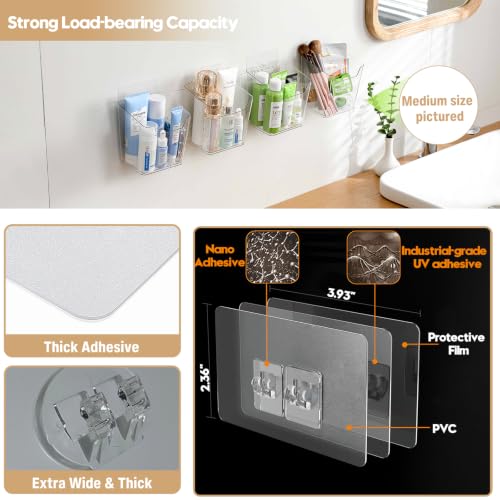 2 Pack Cabinet Door Organizer Adhesive, Clear Wall-Mounted Storage Bins(M) - view 6