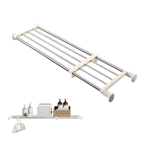 Adjustable Closet Rod 33-46" Tension Shelf Wardrobe Organizer