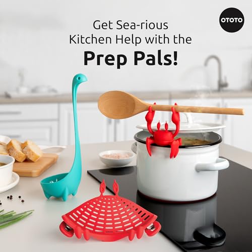 Prep Pals Bundle of Red the Crab, Nessie, Crabby - Cute Kitchen Accessories, Kitchen Gadgets, Spoon Rest for Stove Top, Soup Ladle, Pasta Strainer, Funny Unique Gifts, Cooking Gifts - view 2