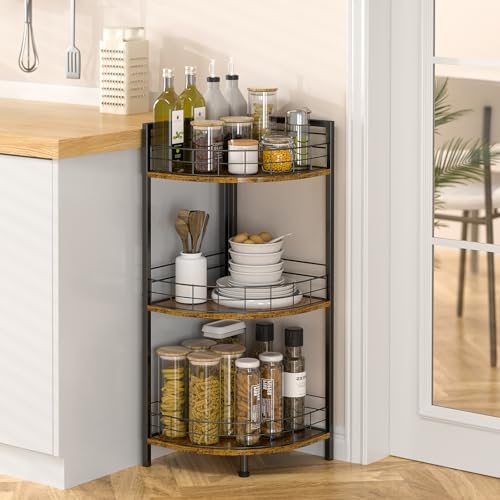 Bathroom Standing Shelf, 3 Tier Corner Stand, Free-Standing Shelf Units, Triangular Curved Corner Shelf Stand for Small Space, Ideal for Bathroom,Kitchen,Vanity Storage and Organizer - view 3