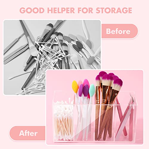 1 Pack 4 Compartment Acrylic Makeup Organizer with Lid Lash Cart Organizer - view 4