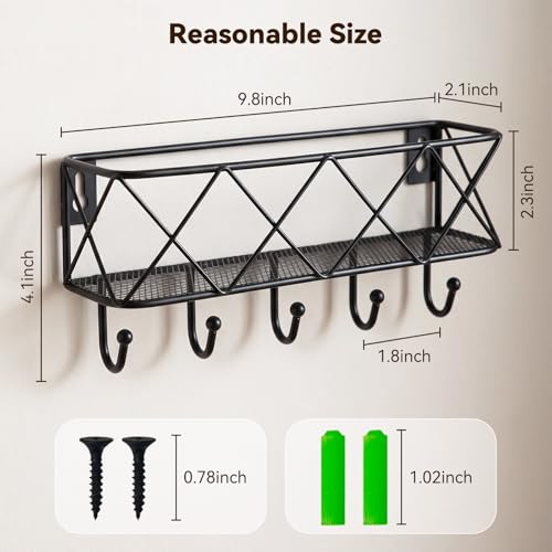 Key Holder Wall Mount, Metal Key Rack, 9.8”Lx2.1”Wx4.1”H - view 2