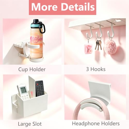 Floating Shelves for Bedside Shelf, Stick On No Drill Wall Shelf Organizer - view 6