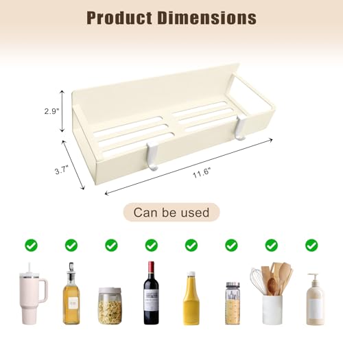 Magnetic Cup Holder for Fridge, Spice Organizer, Stanley Cup & Water Bottle Organizer with Detachable 4 Hooks for Cabinet and Kitchen, Light beige (2 Pack) - view 3