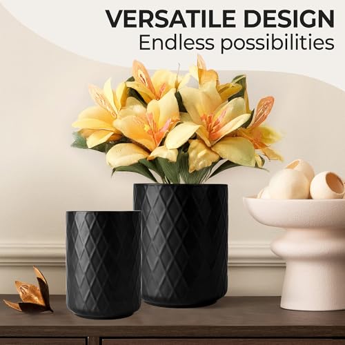Kitchen Utensil Holder Ceramic/Kitchen Organizer Set, Farmhouse Decor for Organizing Countertop and Storing Cutlery, Cooking Spoons, and Accessories - Palmanova Collection (Black) - view 5
