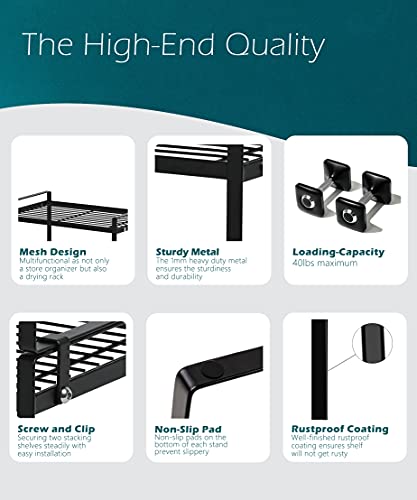 Cabinet Shelf Organizer, Pantry Shelf Rack, Black 13x8.3x7.3 - view 5