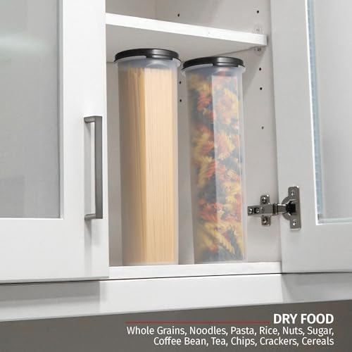 Tall Clear Spaghetti Pasta Container Storage With Lid.Multi-Purpose Kitchen Pantry Organization And Food Storage For Noodles Beans Straws - Airtight Leakproof Spaghetti Keeper BPA Free 37 oz. - view 2