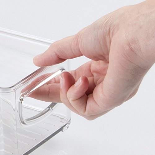 Small Plastic Office Storage Container Bins with Handles for Organization in Filing Cabinet, Closet Shelf, or Desk Drawers, Organizer for Notes, Pens, Pencils, Ligne Collection, Clear - view 6