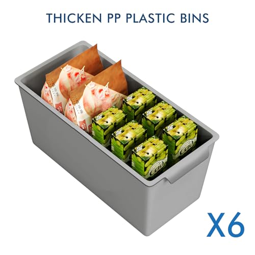 Plastic Storage Bins 6 Pack, Open Top Baskets, 11"x5" Pantry Basket (Gray) - view 4