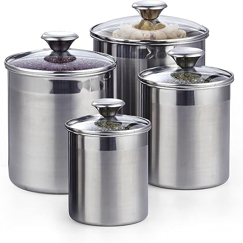 Medium Stainless Steel Kitchen Canister Set for Countertop