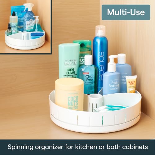 SinkSuite Under Sink Turntable with Adjustable Dividers, Lazy Susan Organizer for Kitchen or Bathroom Storage, White - view 6