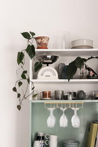 Wine Glass Rack - Under Cabinet Stemware Wine Glass Holder - Wine Glasses Storage Hanger Metal Organizer for Cabinet Kitchen Bar (Champagne Gold, 4 Rows 2 Pack) - view 7