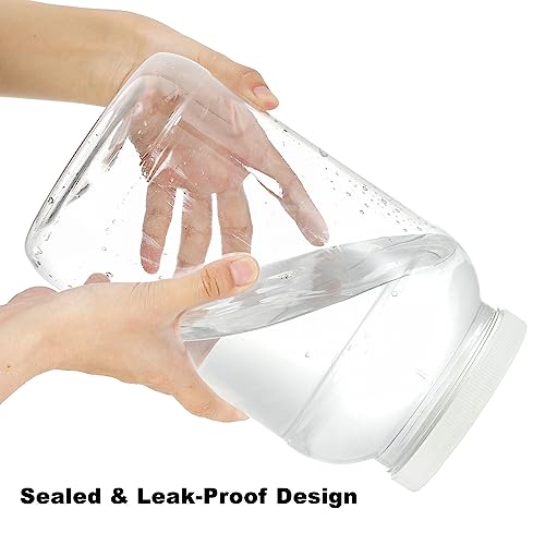 2 Pack Plastic Jars with Lids, 1 Gallon Wide Mouth Storage Containers, Empty Plastic Jars for Kitchen & Household Storage of Dry Goods, Peanut, Candy, Noodles - view 3