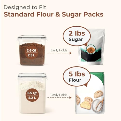 Airtight Flour and Sugar Container 2.6Qt & 5.5Qt 3Pack, Wide Mouth - view 3