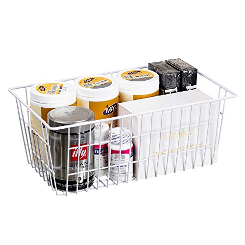 15.7" Freezer Baskets Wire Storage Baskets Bin Organizer,Kitchen, Basket Organizers Bins for Home, Bathroom, Closet Organization, white,set of 4 - view 4