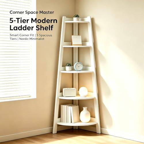 5-Tier Corner Ladder Shelf Storage Rack, Space-Saving Vertical - view 3