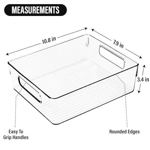 Clear Plastic Storage Bins, Pantry Organizers and Storage, Kitchen Organization and Storage Containers Bins for Organizing, Fridge, Freezer, Bathroom, Pantries, Medicine Cabinet Organizer Bin - view 3