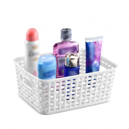 Set of 6 Plastic Storage Baskets - Small Pantry Organizer Basket Bins - Household Organizers with Cutout Handles for Kitchen Organization, Countertops, Cabinets, Bedrooms, and Bathrooms - view 2