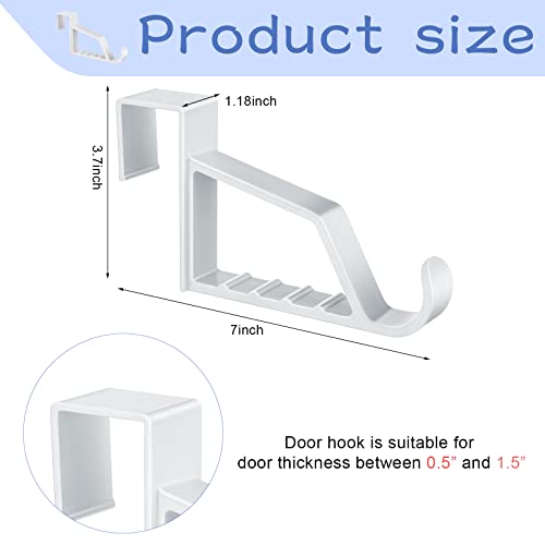 Space Saving Plastic Over Door Hooks Door Hanger Hooks Multi Hanging Storage Organizers Door Hangers Door Towel Hooks for Coats, Towels, Bags, Hats, Scarves Home Accessories (White,4 Pieces) - view 2