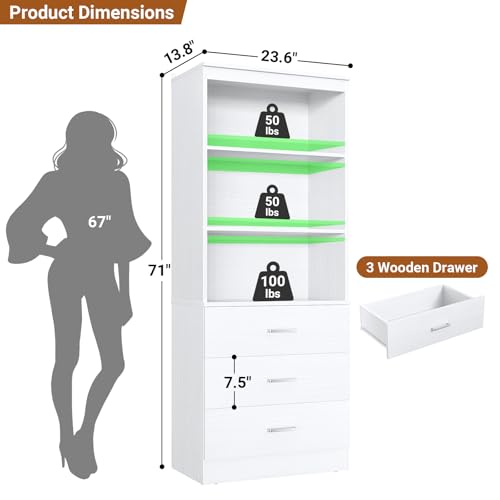23.6" Closet Drawers System, Closet System with 3 Drawers, White - view 3