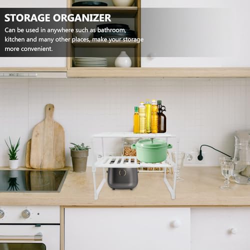 Adjustable under Sink Organizer Rack with Two Tier Storage White - view 6