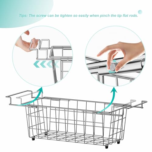 Chest Freezer Baskets, Stainless Steel Storage Organizer Bins with Sturdy Handles for Chest and Deep Freezers,Adjustable Arms width 17.5"~20.4", 2 pack - view 6