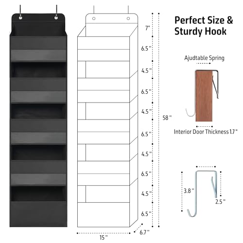 Over the Door Organizer for Bedroom Bathroom Pantry, 5 Shelf Black - view 2
