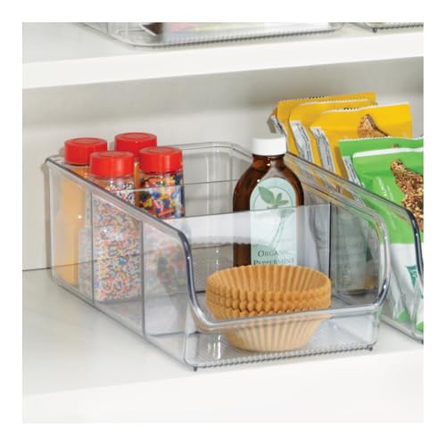 Stackable 3-Section Divided Storage Bin, Clear - view 3