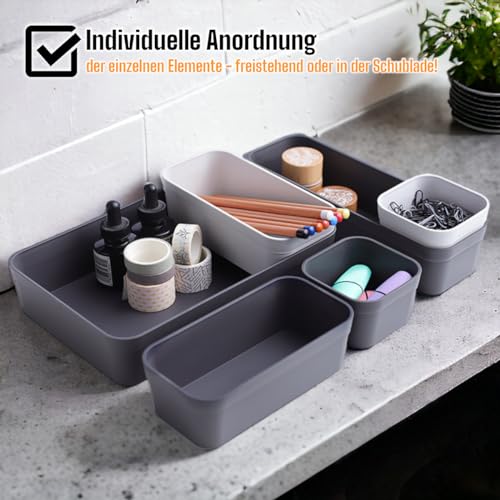 1 x Drawer Organiser Set Storage Box One-Piece Separation System Adjustable Utensils Storage Space Living Bathroom Plastic Pink - view 5